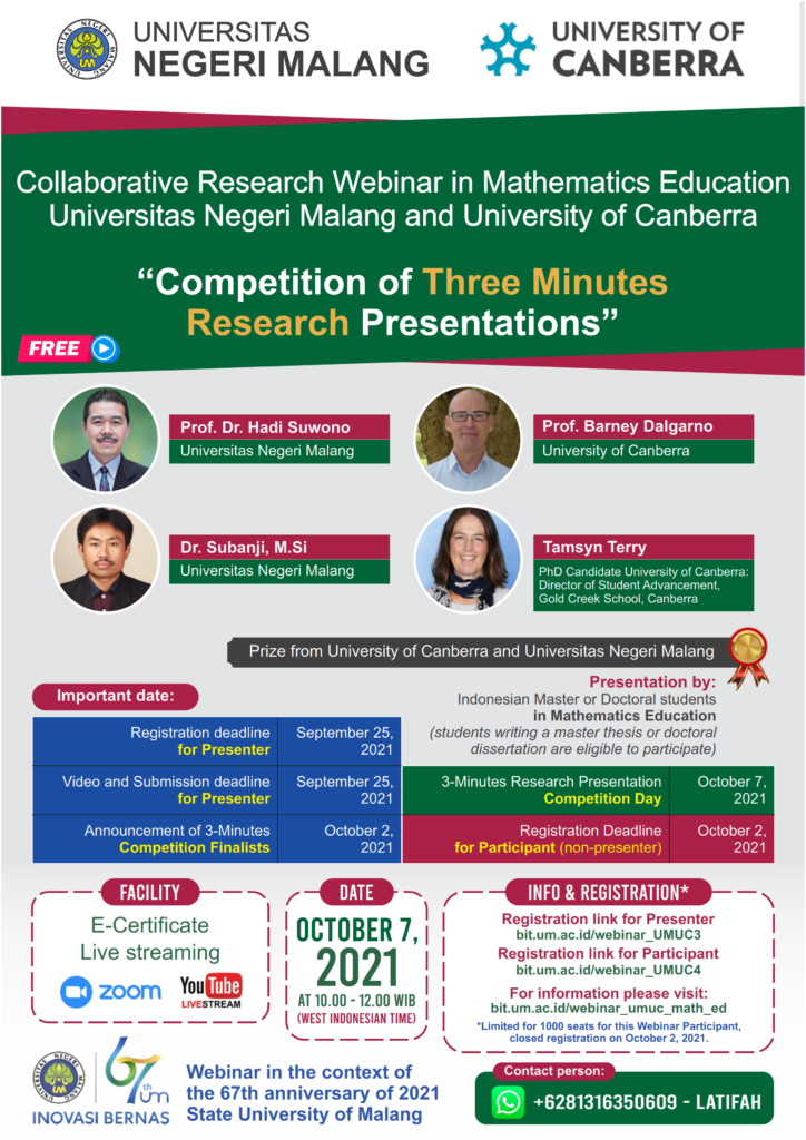 Collaborative Research Webinar in Mathematics Education Universitas Negeri Malang and University of Canberra